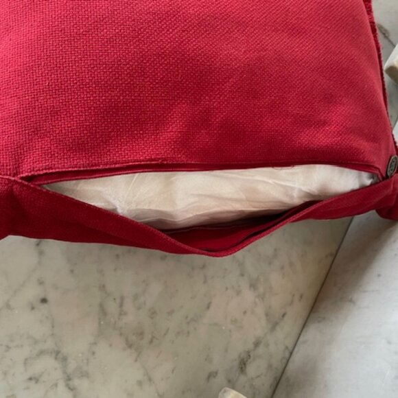 PIER 1 Reindeer Antler Wreath Applique Fringe Lumbar Pillow Red Rectangle - Picture 12 of 16